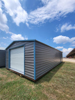 16x32 Roll-Up Door Steel Dark Grey & Light Blue Trim Storage/Garage