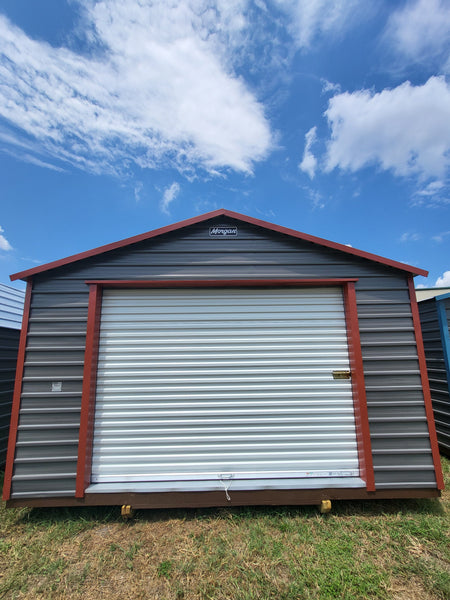 14x32 Roll-Up Door Steel Dark Grey & Red Trim Storage/Garage
